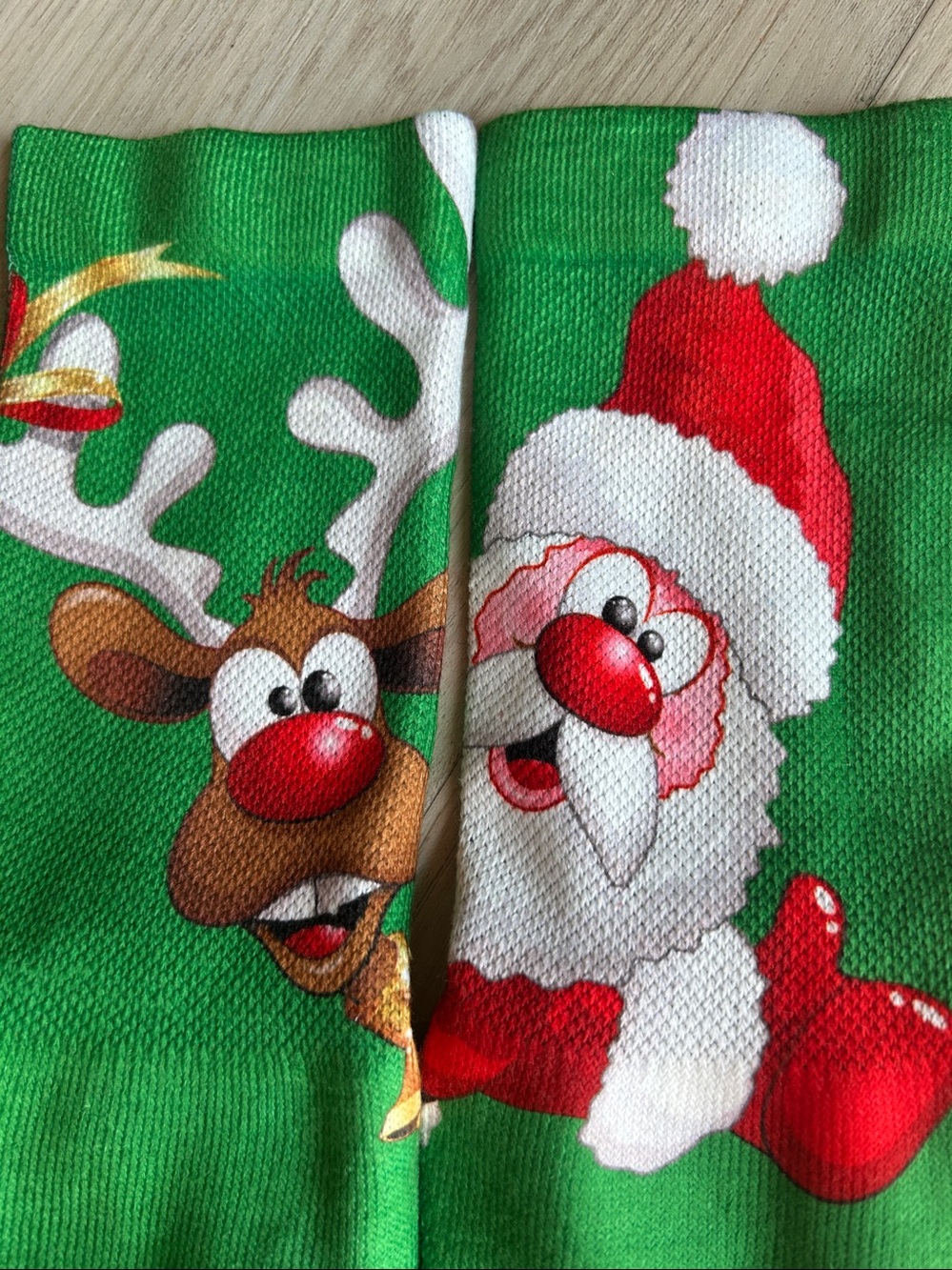 Christmas Crew Socks Santa Reindeer Green Unisex